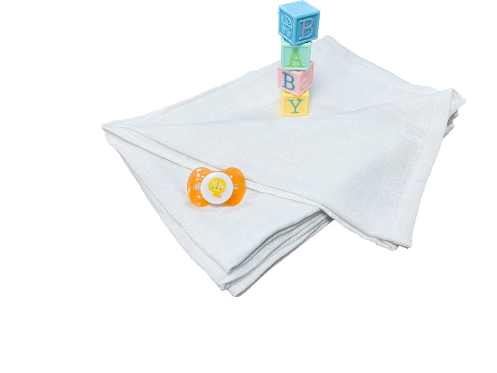 Premium Baby Cotton Muslin Cloths (x3 Colours) - White image