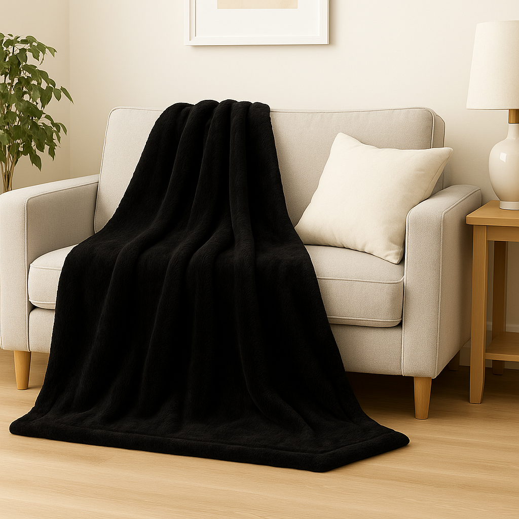 Super Soft Faux Fur Fleece Throw – Ultra Warm Mink Sofa & Bed Blanket – Available in Single, Double & King Sizes