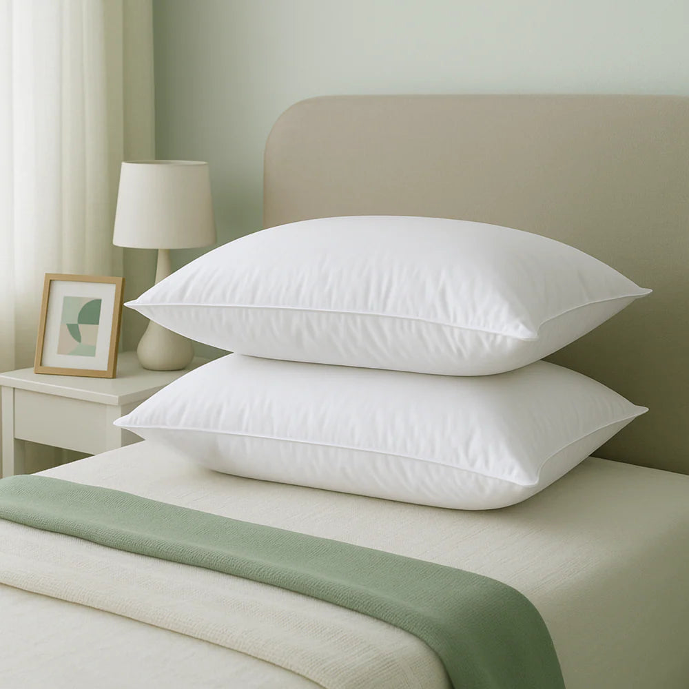 Duck Feather & Down Pillow Pair – Hotel Quality Luxury Comfort – 100% Cotton Cover – Soft & Supportive – Standard UK Size (Pair of 2)
