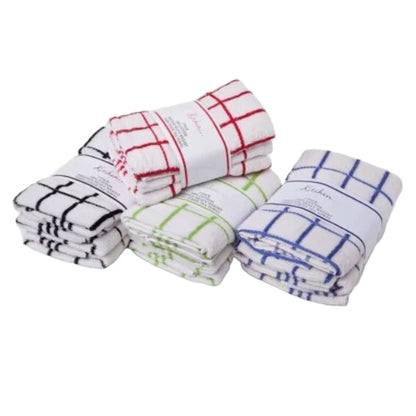3-Pack Fancy Stripe Terry Tea Towels – Super Absorbent & Durable – Available in 4 Colours