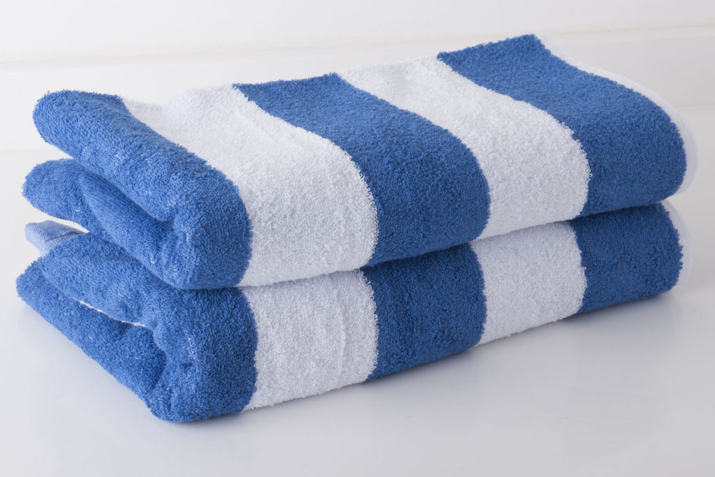 Chlorine Resistant Striped Pool Towels - Dark Blue & White image