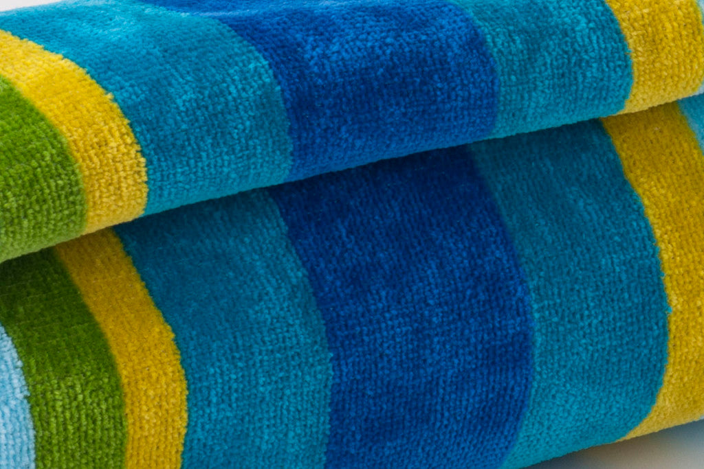 Striped Velour Beach Towel Blue & Green image 1
