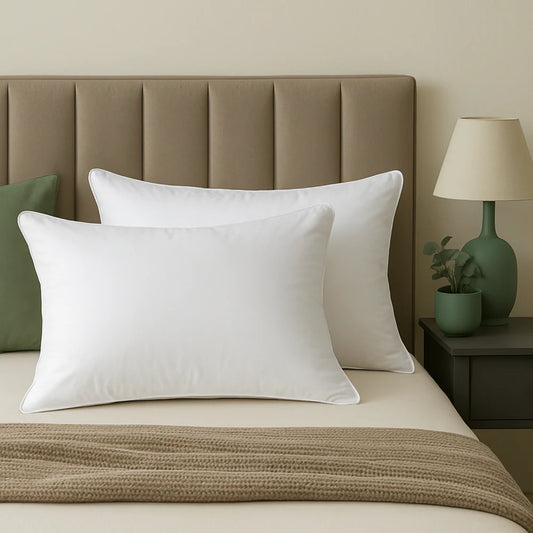 Duck Feather & Down Pillow Pair – Hotel Quality Luxury Comfort – 100% Cotton Cover – Soft & Supportive – Standard UK Size (Pair of 2)