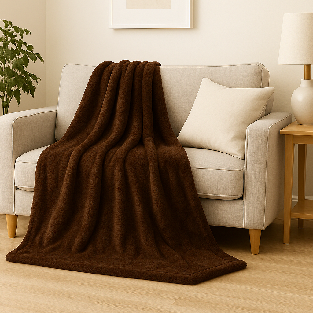Super Soft Faux Fur Fleece Throw – Ultra Warm Mink Sofa & Bed Blanket – Available in Single, Double & King Sizes