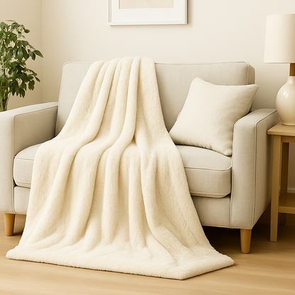 Super Soft Faux Fur Fleece Throw – Ultra Warm Mink Sofa & Bed Blanket – Available in Single, Double & King Sizes