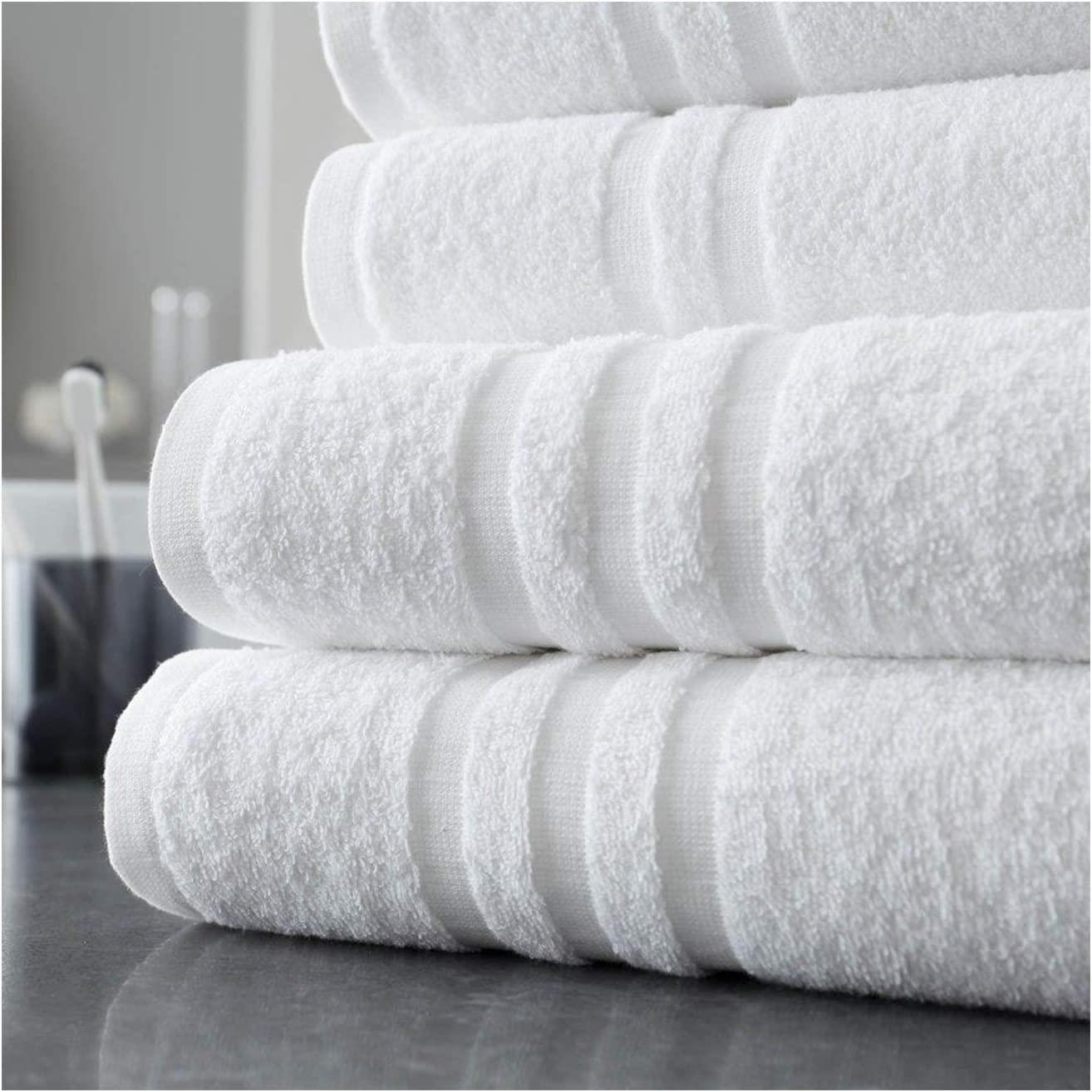 Luxury 100% Cotton Hotel-Quality Towels – 500 GSM – Ultra Soft & Highly Absorbent – Classic White