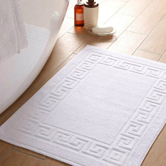 100% Cotton Greek Key Bath Mat – Luxury Hotel Quality – Soft, Absorbent & Durable