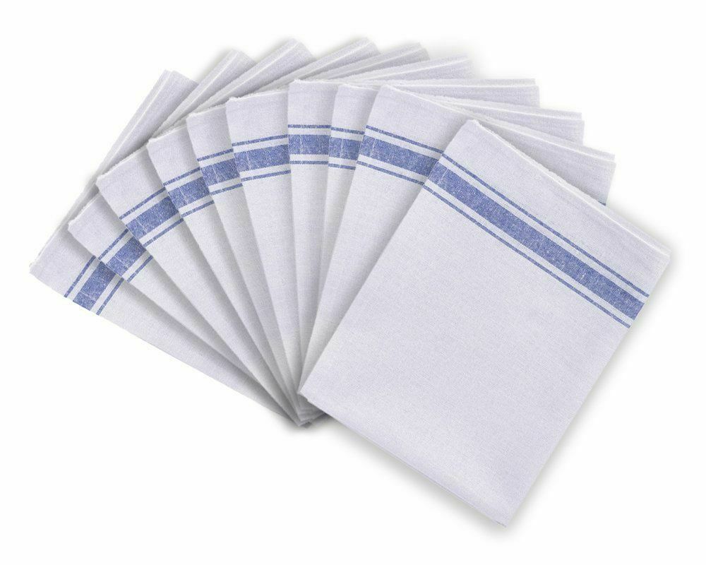 100% Cotton Glass Cloth Towels – Restaurant Quality – Lint-Free & Highly Absorbent – Available in Blue & Burgundy Stripes