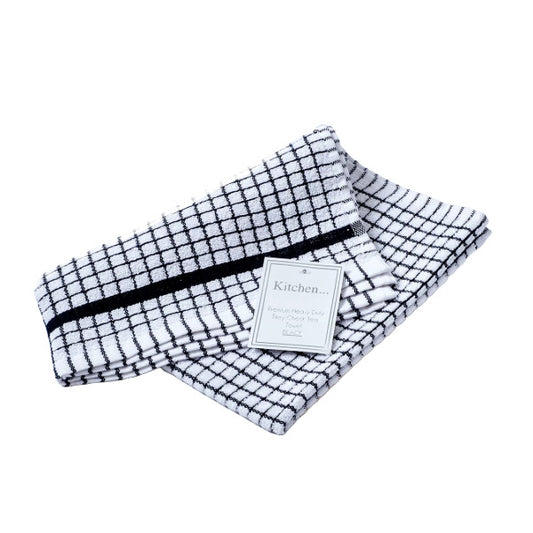 Luxury Heavy Weight Terry Check Tea Towel – Ultra Absorbent & Durable – 131g Heavy-Duty Fabric