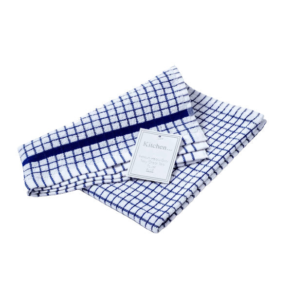 Luxury Heavy Weight Terry Check Tea Towel – Ultra Absorbent & Durable – 131g Heavy-Duty Fabric