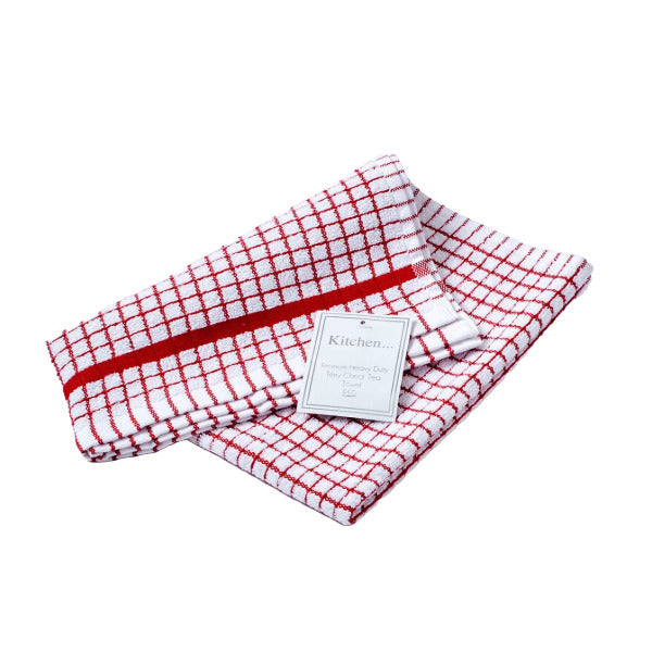 Luxury Heavy Weight Terry Check Tea Towel – Ultra Absorbent & Durable – 131g Heavy-Duty Fabric