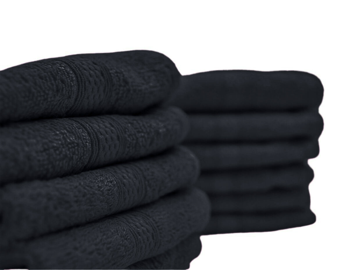 100% Cotton Hair Salon Towels (Range of Colours) Pack of 12 - Black image