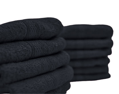 100% Cotton Hair Salon Towels (Range of Colours) Pack of 12 - Black image