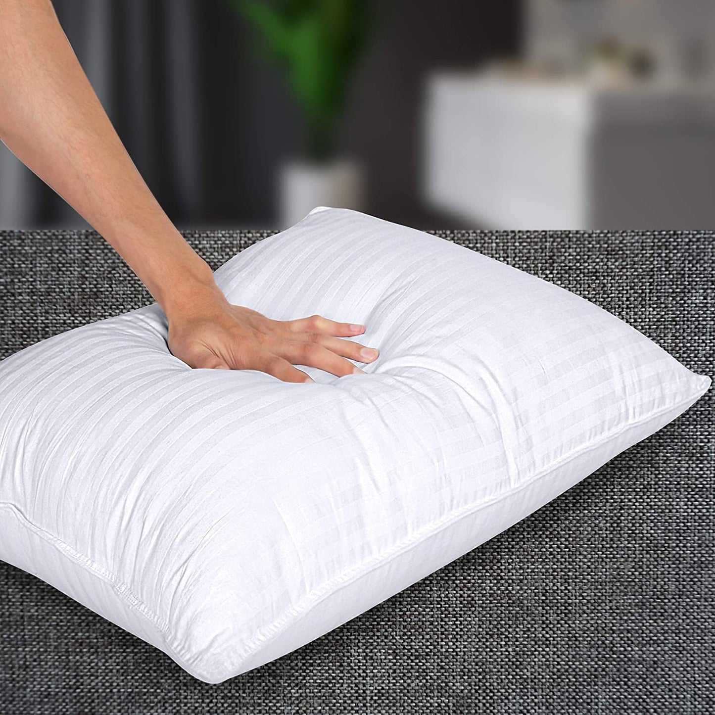 Luxurious Hotel Quality Satin Stripe Pillow Pair image 3